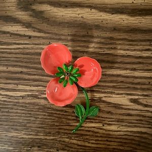 Vintage poppy enamel brooch